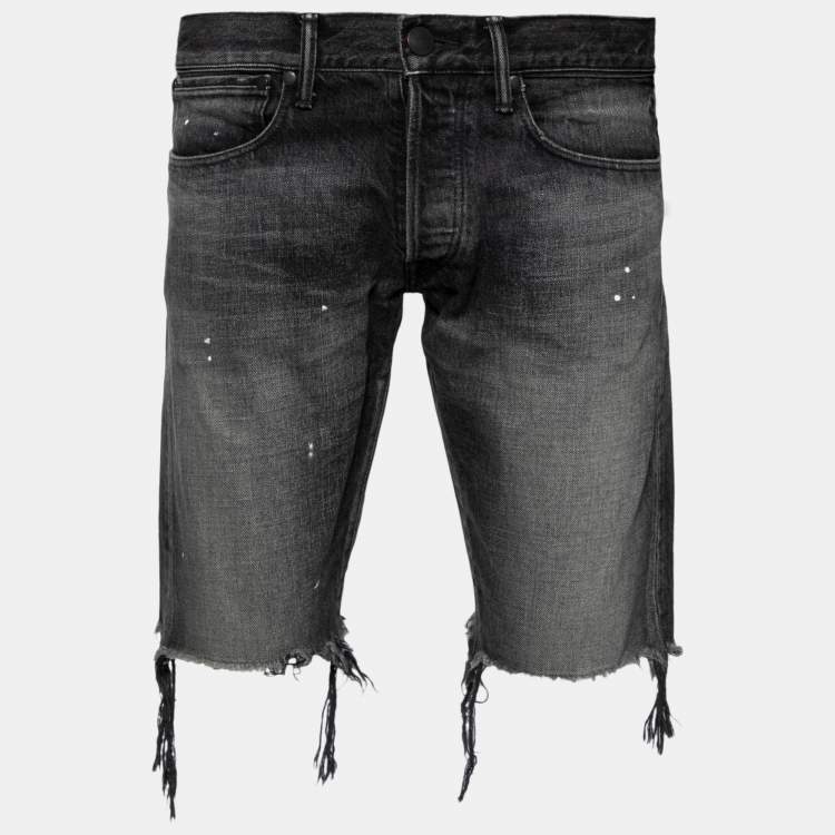 Pre Owned John Elliott Grey Denim Frayed Hem Detail Shorts M