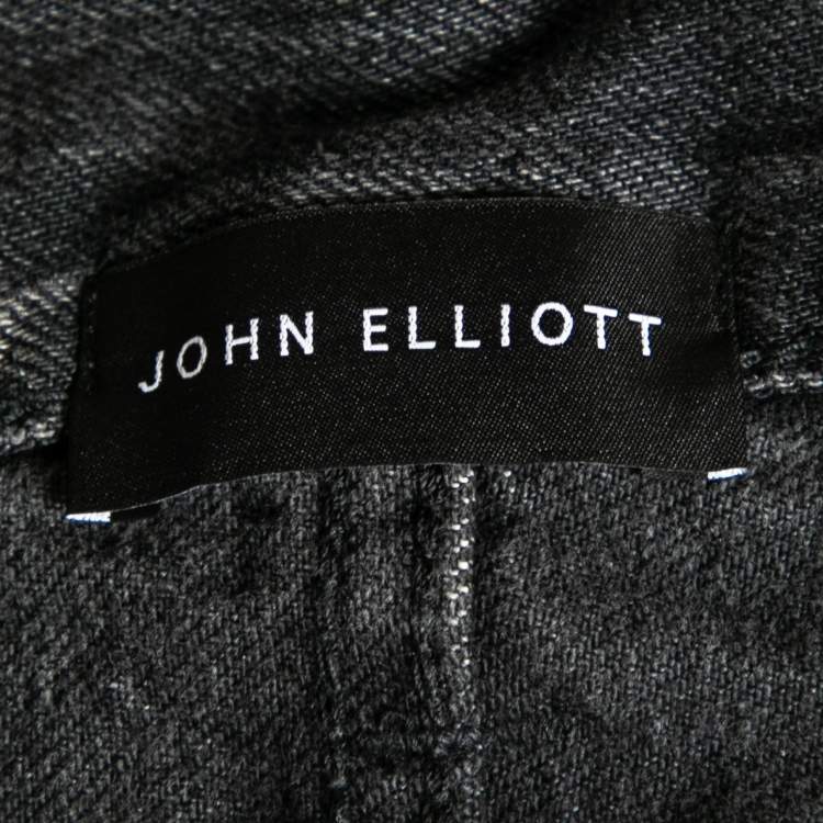Pre Owned John Elliott Grey Denim Frayed Hem Detail Shorts M
