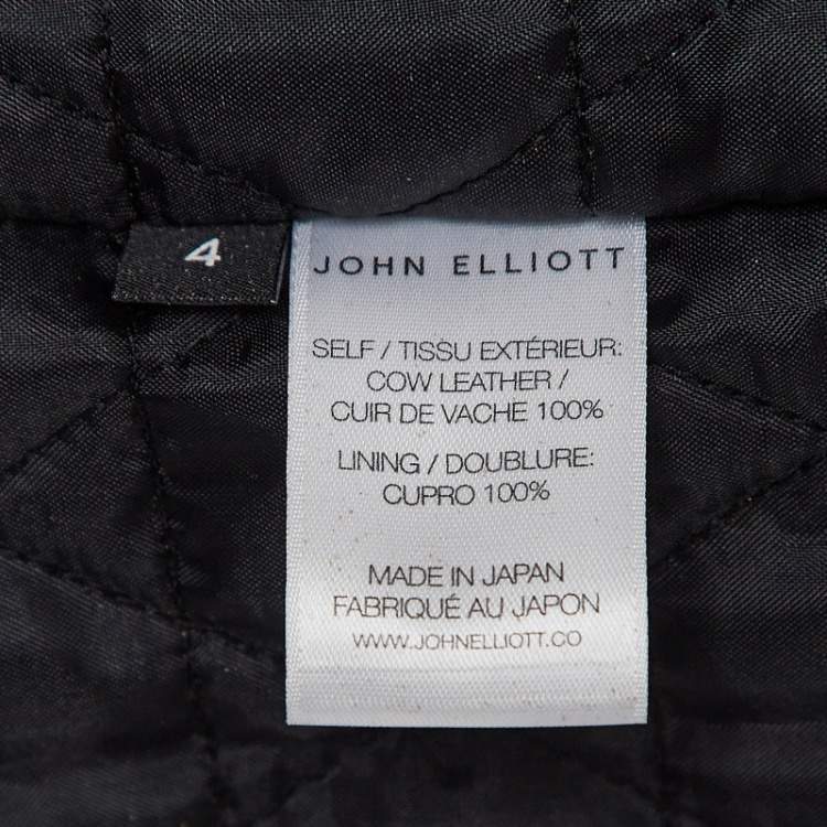 Pre Owned John Elliott X Blackmeans Beige Distress Ivory Paint Leather Riders Jacket XL