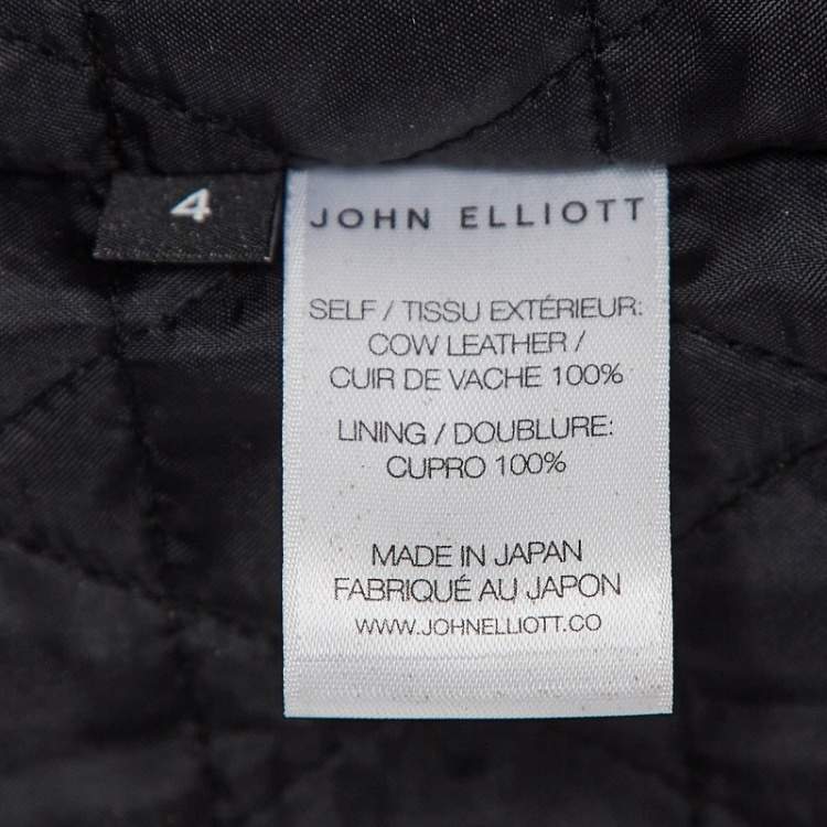 Pre Owned John Elliott X Blackmeans Beige Distress Ivory Paint Leather Riders Jacket XL