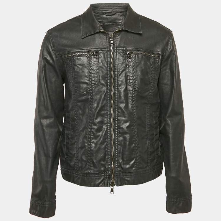 Pre Owned John Varvatos Black Denim Zip-Up Jacket M