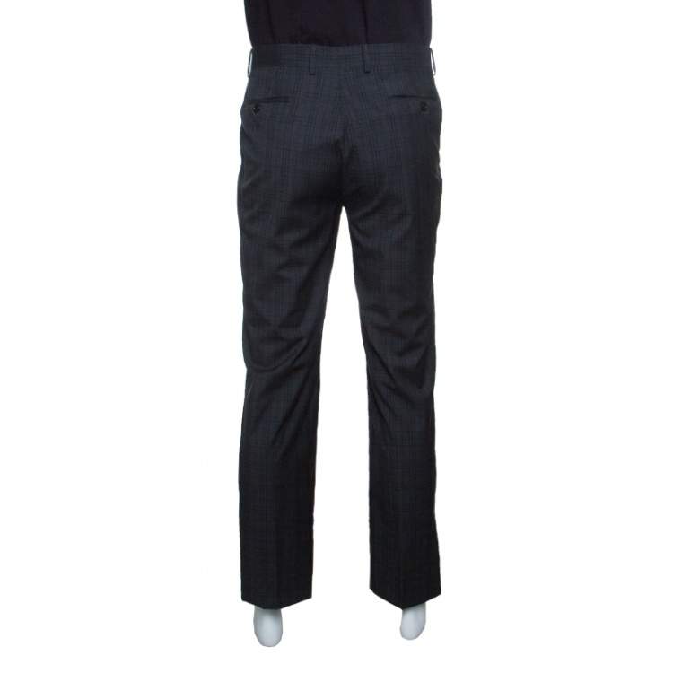 Pre Owned John Varvatos Grey Checkered Wool Trousers XL