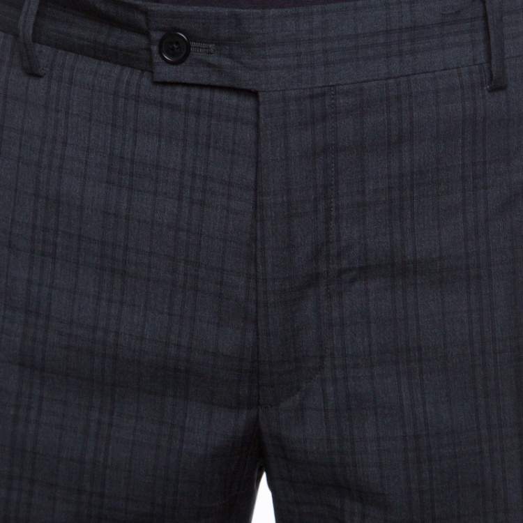 Pre Owned John Varvatos Grey Checkered Wool Trousers XL