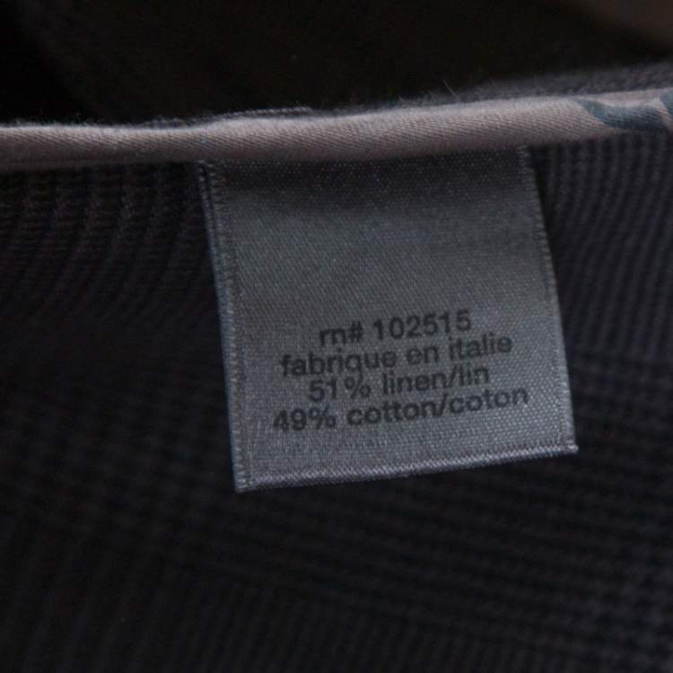 Pre Owned John Varvatos Dark Grey Houndstooth Patterned Linen Cotton Blazer XL