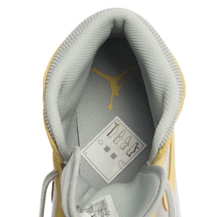 Pre Owned Air Jordan 1 Mid Nike Yellow/Grey Leather and Suede High Top Sneakers Size 44.5
