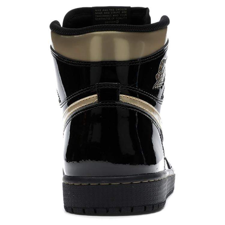 Pre Owned Nike Jordan 1 High Black Metallic Gold Sneakers Size EU 45 US 11