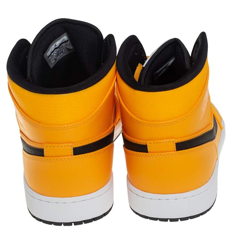 Pre Owned Air Jordan 1 Mid University Gold/Black Sneakers Size 47.5