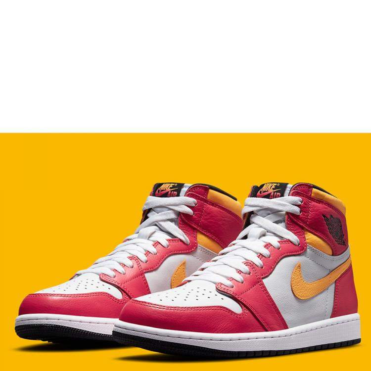 Pre Owned Jordan 1 Retro High OG Light Fusion Red Sneakers Size US 8.5 (EU 42)
