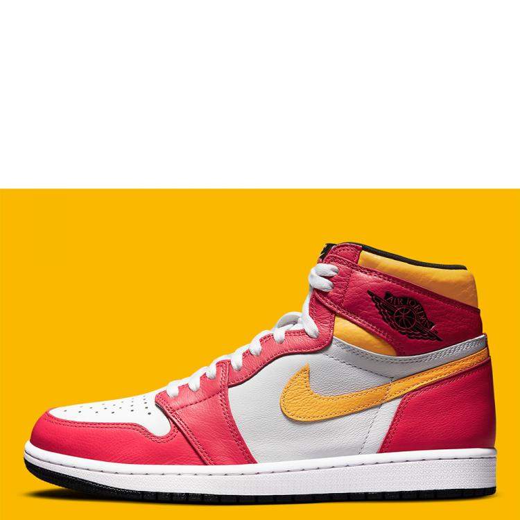 Pre Owned Jordan 1 Retro High OG Light Fusion Red Sneakers Size US 8.5 (EU 42)