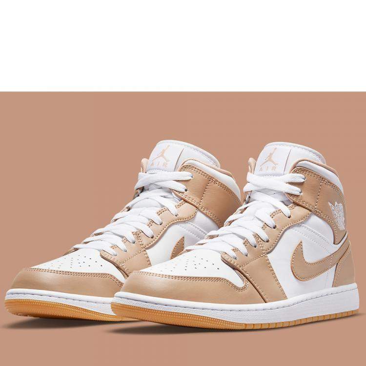 Pre Owned Jordan Jordan 1 Mid Tan Gum Sneakers Size US 8.5 (EU 42)