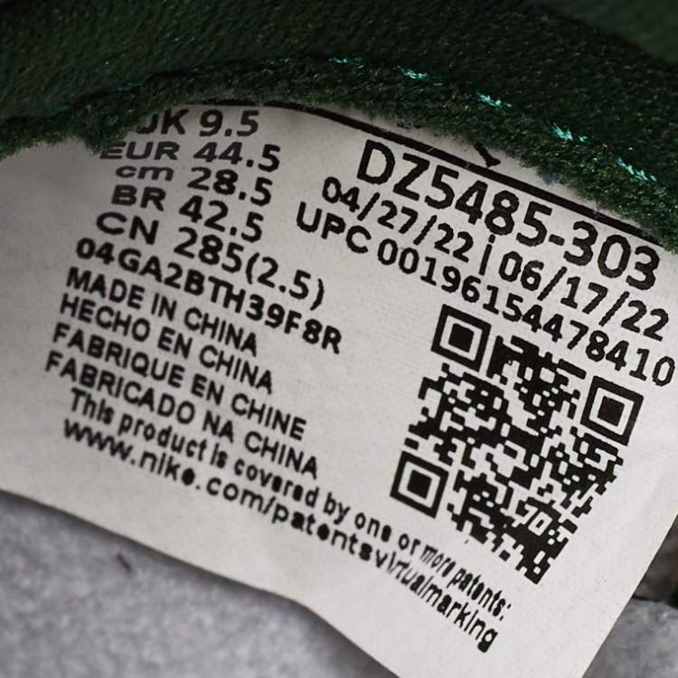 Pre Owned Air Jordan Green/White Leather jordan 1 Retro Gorge Green Sneakers Size 44.5