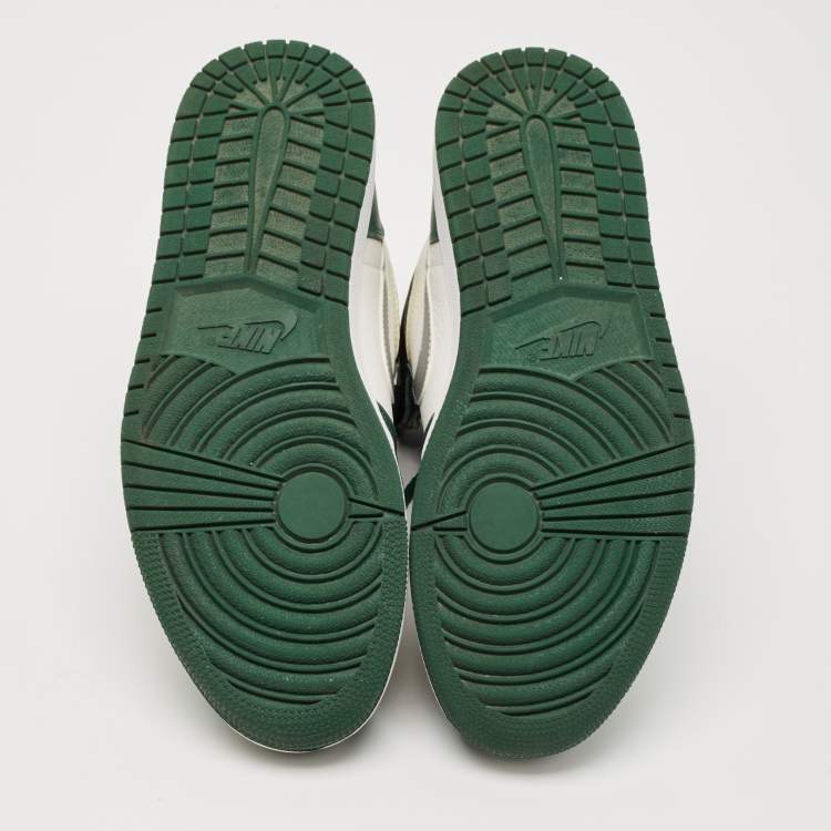 Pre Owned Air Jordan Green/White Leather jordan 1 Retro Gorge Green Sneakers Size 44.5