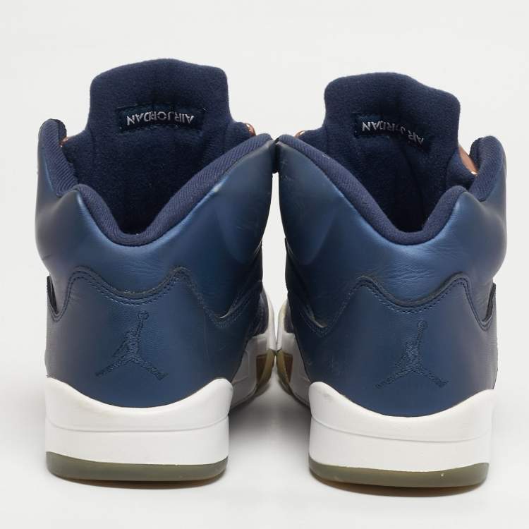 مملوكة مسبقًا Jordan 5 Retro Size 43 Blue/Bronze Leather High Top Sneakers