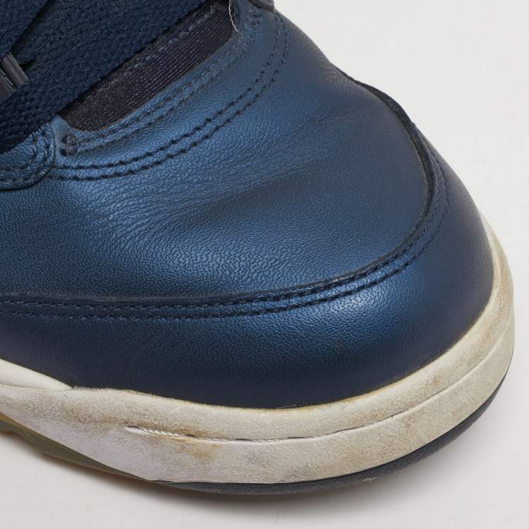 مملوكة مسبقًا Jordan 5 Retro Size 43 Blue/Bronze Leather High Top Sneakers