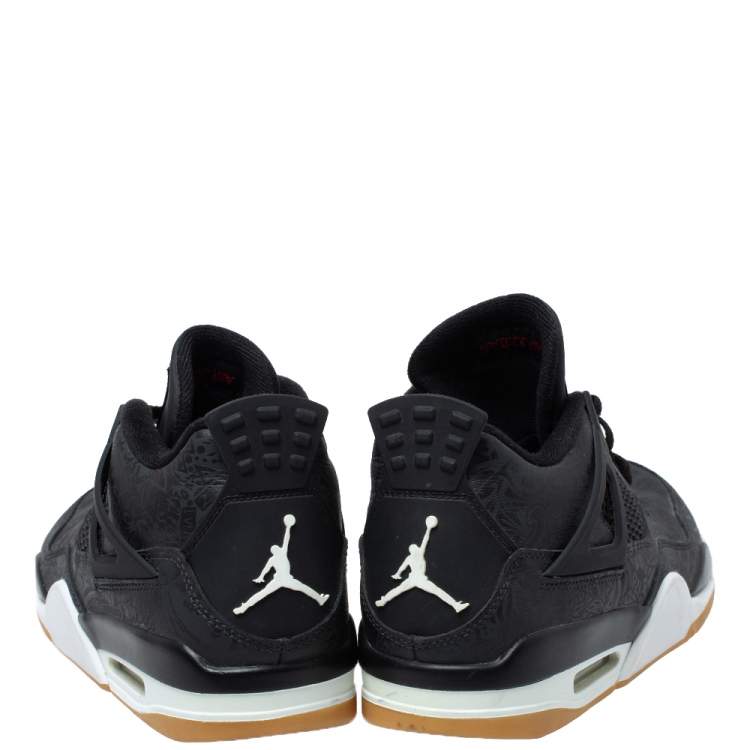 Pre Owned Jordan Black Leather '4 Retro Laser' Lace Up Sneakers Size 43