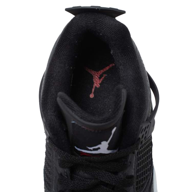 Pre Owned Jordan Black Leather '4 Retro Laser' Lace Up Sneakers Size 43