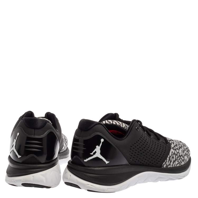 Pre Owned Jordan Black/White Knit Fabric And Synthetic Trainer ST Sneakers Size 44