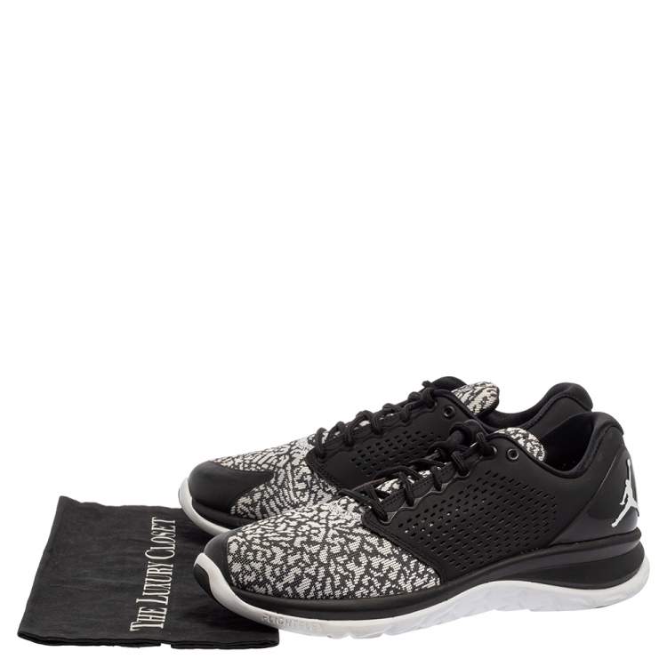 Pre Owned Jordan Black/White Knit Fabric And Synthetic Trainer ST Sneakers Size 44