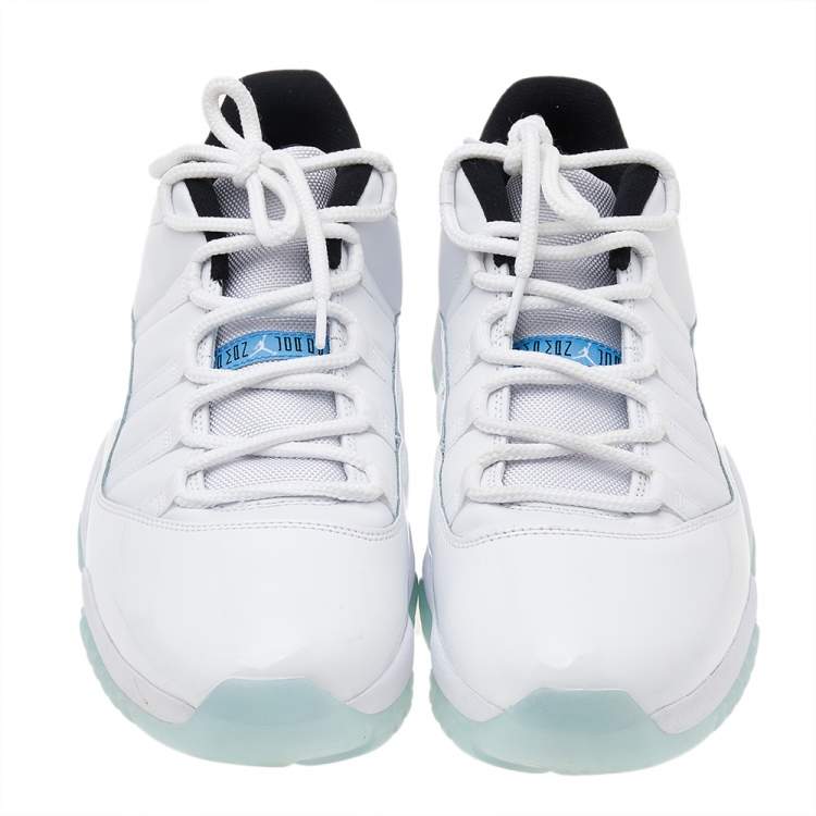 Pre Owned Jordan White-Black Mesh And Leather 11 Retro Sneakers Size 47.5