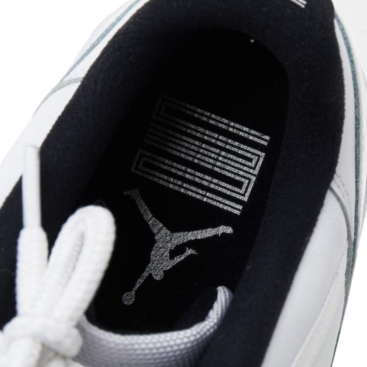 Pre Owned Jordan White-Black Mesh And Leather 11 Retro Sneakers Size 47.5