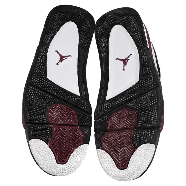 مملوكة مسبقًا Air Jordan White Leather 4 Retro Paris Saint Germain High Top Sneakers Size 47.5