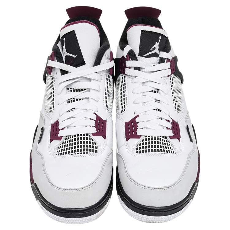 مملوكة مسبقًا Air Jordan White Leather 4 Retro Paris Saint Germain High Top Sneakers Size 47.5