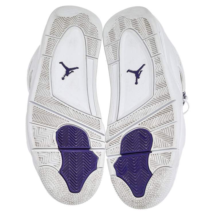 Pre Owned Nike Jordan White Leather And Mesh 4 Retro Pure Money Sneakers Size 47