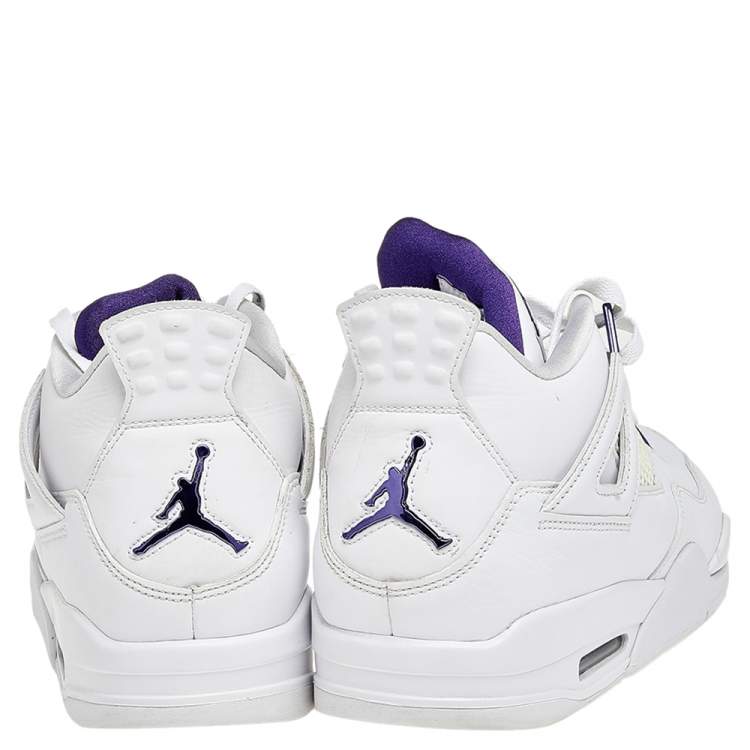 Pre Owned Nike Jordan White Leather And Mesh 4 Retro Pure Money Sneakers Size 47