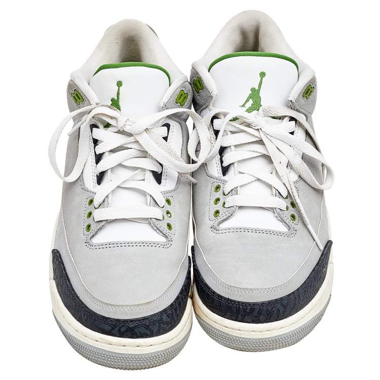 مملوكة مسبقًا Jordan Multicolor Leather Air Jordan 3 Retro Chlorophyll High Top Sneakers Size 42