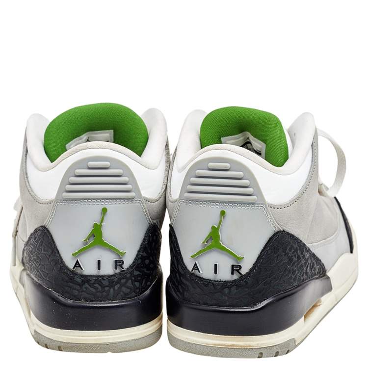 مملوكة مسبقًا Jordan Multicolor Leather Air Jordan 3 Retro Chlorophyll High Top Sneakers Size 42