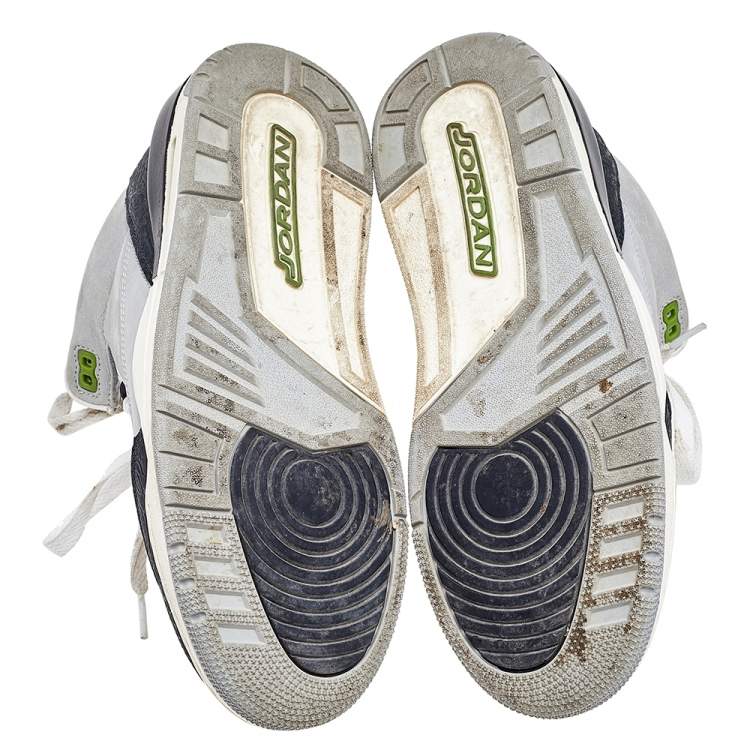 مملوكة مسبقًا Jordan Multicolor Leather Air Jordan 3 Retro Chlorophyll High Top Sneakers Size 42