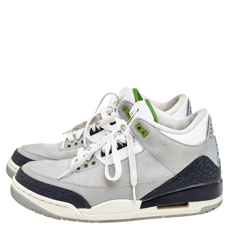مملوكة مسبقًا Jordan Multicolor Leather Air Jordan 3 Retro Chlorophyll High Top Sneakers Size 42