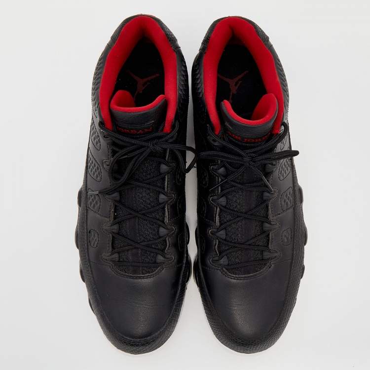 Pre Owned Air Jordan Black Leather And Snake Embossed 9 Retro Bred Sneakers Size 47