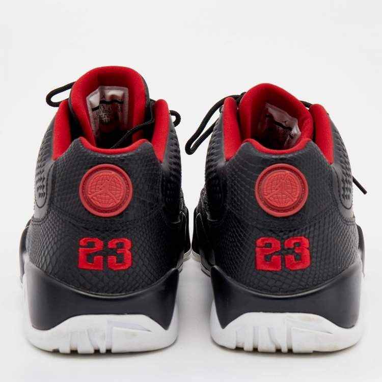 Pre Owned Air Jordan Black Leather And Snake Embossed 9 Retro Bred Sneakers Size 47