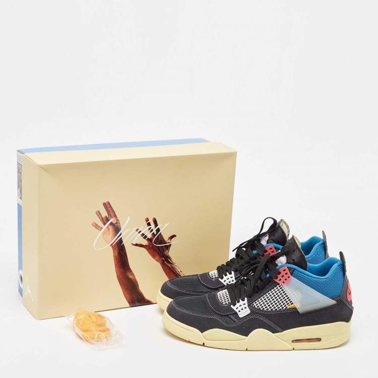 Pre Owned Air Jordan Multicolor Mesh And Suede Jordan 4 Retro Union Sneaker Size 47