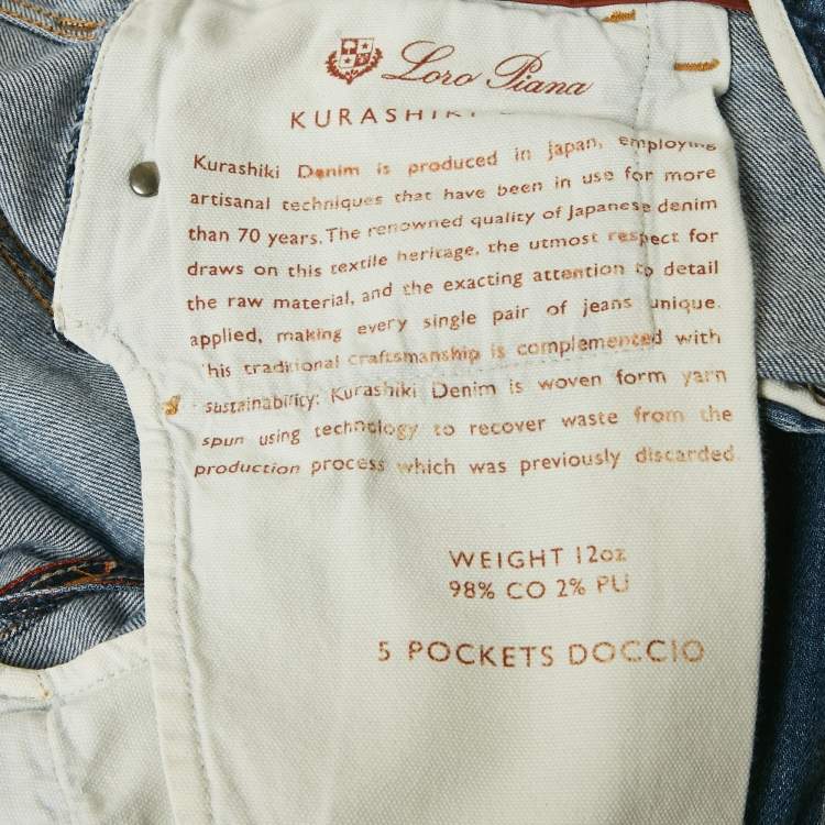 مملوكة مسبقًا Loro Piana Blue Denim Skinny Fit Jeans S Waist 32"