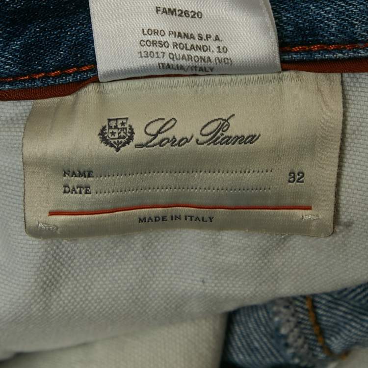 مملوكة مسبقًا Loro Piana Blue Denim Skinny Fit Jeans S Waist 32"