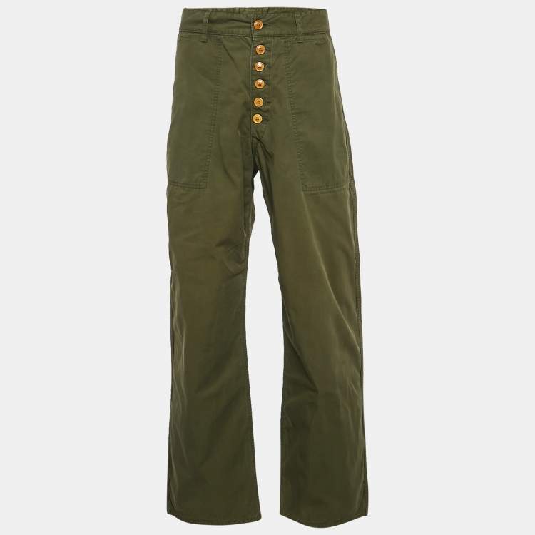 Pre Owned Junya Watanabe Comme des Garçons Green Cotton Trousers L