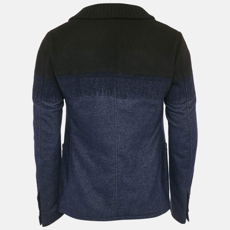 Pre Owned Just Cavalli Blue/Black Wool and Denim Jacket M