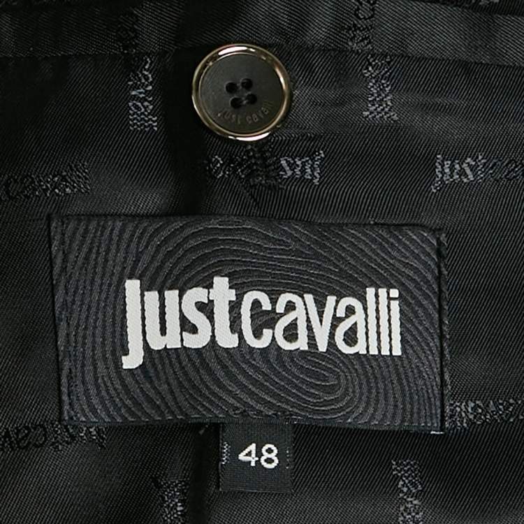 Pre Owned Just Cavalli Blue/Black Wool and Denim Jacket M