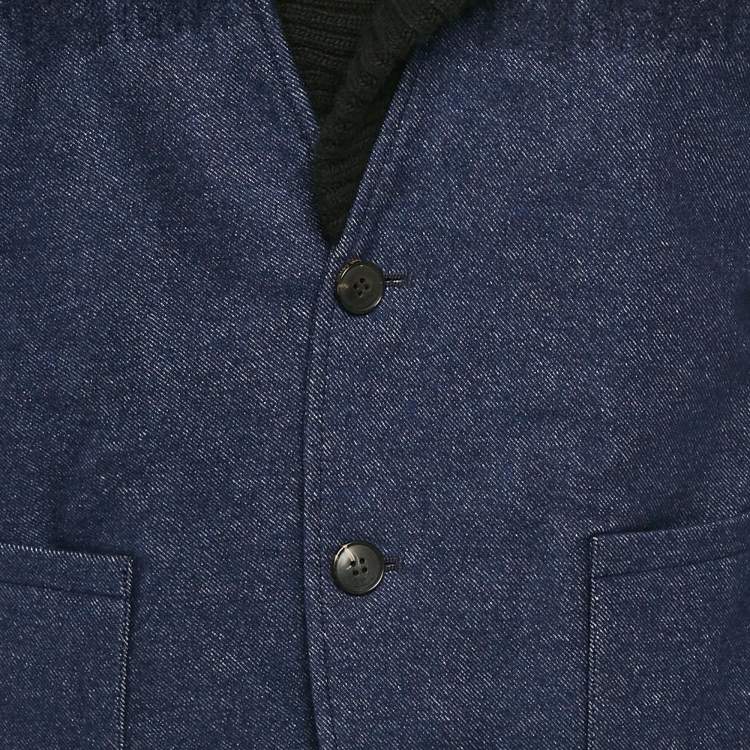 Pre Owned Just Cavalli Blue/Black Wool and Denim Jacket M