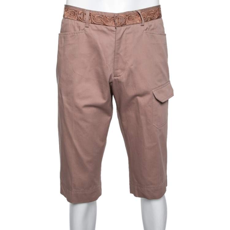 Pre Owned Just Cavalli Dusky Pink Cotton Embroidered Detail Cargo Shorts XL