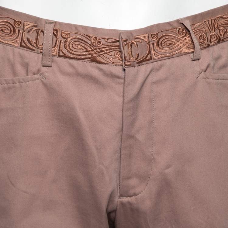 Pre Owned Just Cavalli Dusky Pink Cotton Embroidered Detail Cargo Shorts XL