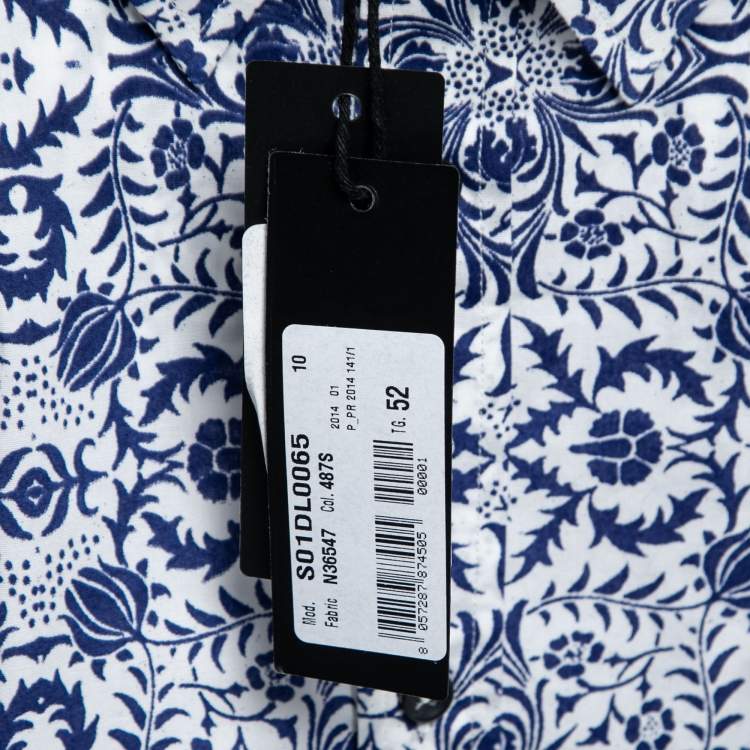 مملوكة مسبقًا Just Cavalli Blue Printed Cotton Button Front Shirt XL