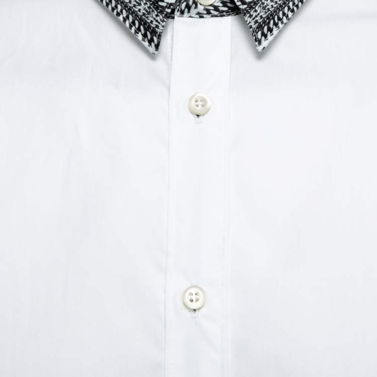 Pre Owned Just Cavalli White Cotton Contrast Collar Detail Button Front Shirt XXL