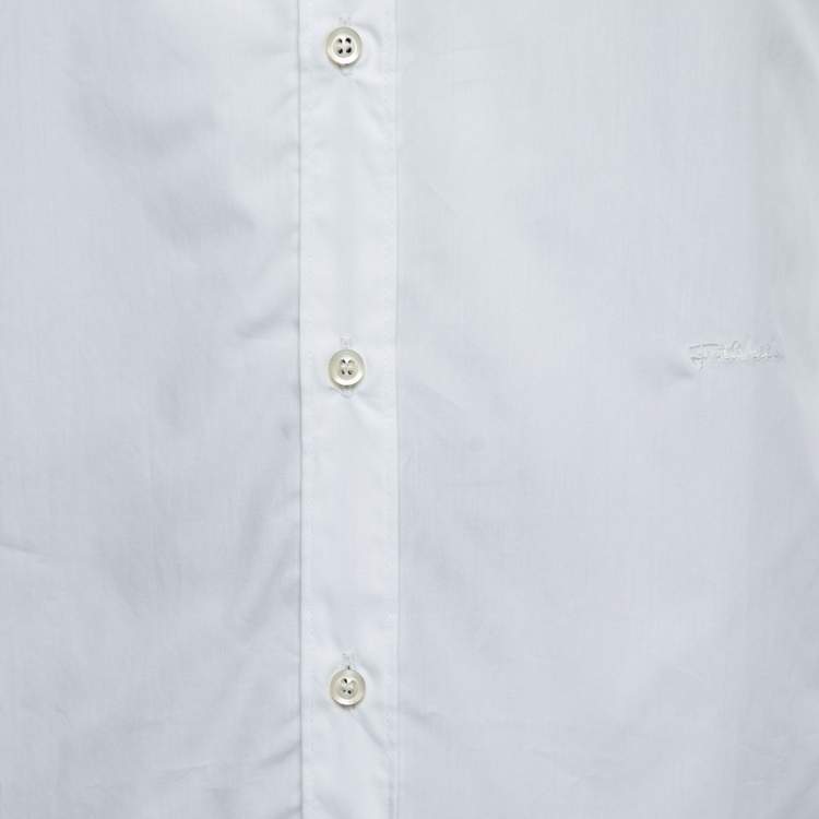 Pre Owned Just Cavalli White Cotton Contrast Collar Detail Button Front Shirt XXL