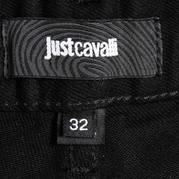 Pre Owned Just Cavalli Black Denim Stitch Detail Jeans M Waist 33"