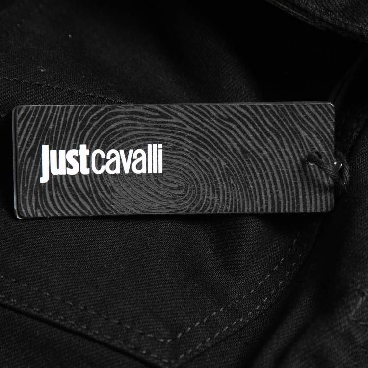 Pre Owned Just Cavalli Black Denim Stitch Detail Jeans M Waist 33"