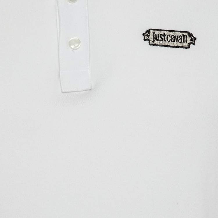 Pre Owned Just Cavalli White Cotton Knit Polo T-Shirt L