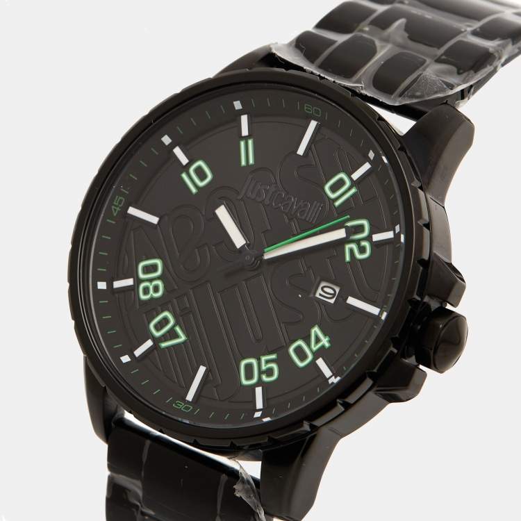 Pre Owned Just Cavalli Black PVD Coated Stainless Steel JC1G165M0065 Men's Wristwatch 44 mm